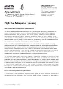 Slum / Economic /  social and cultural rights / Socioeconomics / Human rights / International Covenant on Economic /  Social and Cultural Rights / Structure / Centre on Housing Rights and Evictions / Urban Poor Associates / Housing / Right to housing / Ethics