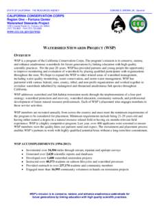 STATE OF CALIFORNIA - THE RESOURCES AGENCY  EDMUND G. BROWN, JR., Governor CALIFORNIA CONSERVATION CORPS Region One – Fortuna Center