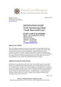 Glen Cove Mansion Destination Fact Sheet