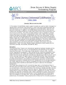 Snow Survey & Water Supply Forecasting Program Web site: www.wcc.nrcs.usda.gov December 18, 2006