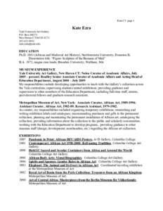 Ezra CV page 1  Kate Ezra Yale University Art Gallery P.O. Box[removed]New Haven CT[removed]