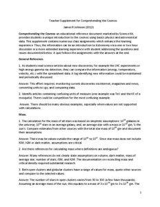 Teacher Supplement for Comprehending the Cosmos James R Johnson[removed]Comprehending the Cosmos an educational reference document marketed by Science Kit,