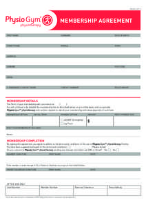 PAGE 1 OF 3  MEMBERSHIP AGREEMENT FIRST NAME  SURNAME