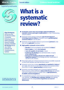 Medicine / Cochrane Library / Evidence-based medicine / Meta-analysis / Cochrane Collaboration / Randomized controlled trial / Critical appraisal / Hierarchy of evidence / Publication bias / Systematic review / Science / Research