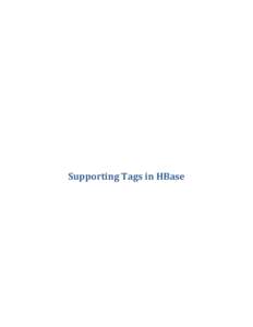 Supporting Tags in HBase  Tag format <1 byte type code><2 byte tag length><tag> As we see that there is a scope for N number of tags in a KV there is a need for the type. The type helps in understanding the way the tag 
