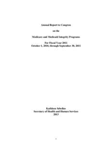 Medicaid Integrity Program FY 2008 Report to Congress
