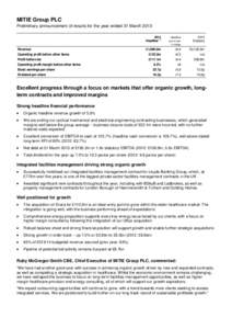 MITIE Group PLC Preliminary announcement of results for the year ended 31 March[removed]