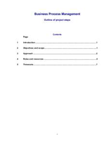 Business Process Management Outline of project steps Contents Page 1