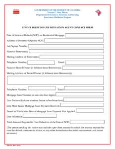 Microsoft Word - Lender Foreclosure Mediation Agent Contact Form.docx