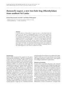 J. South Asian Nat. Hist., ISSN[removed]May, 2001. Vol. 5, No. 2, pp[removed], 8 figs., 1 tab. © 2001, Wildlife Heritage Trust of Sri Lanka, 95 Cotta Road, Colombo 8, Sri Lanka.