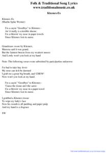 Folk & Traditional Song Lyrics - Kleenex-Ex