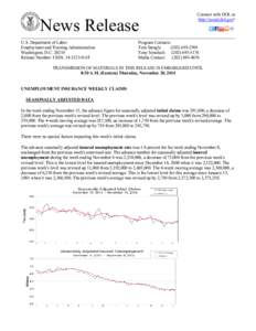 News Release U.S. Department of Labor Employment and Training Administration Washington, D.C[removed]Release Number: USDL[removed]NAT