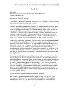 The Innovation Journal: The Public Sector Innovation Journal, Volume 11(1), article number 5.  Book Review Ralf Brand Synchronizing Science and Technology with Human Behaviour London: Earthscan, 2005