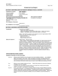 DRY WASH II Date de préparation de la FDS: Page 1 de 8  FICHE SIGNALÉTIQUE