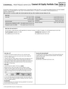 FUND FACTS  Counsel All Equity Portfolio Class Series A November 1, 2013