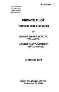 FAA-S, Private Pilot Practical Test Standards for Powered Parachute and Weight Shift Control
