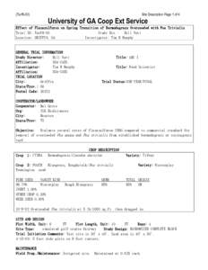 (Turf8-03)  Site Description Page 1 of 4 University of GA Coop Ext Service Effect of Flazasulfuron on Spring Transition of Bermudagrass Overseeded with Poa Trivialis