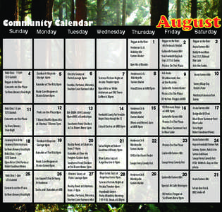 Community Calendar Sunday Monday  Tuesday