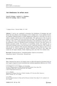 Urban Ecosyst DOIs11252Ant dominance in urban areas Lloyd D. Stringer & Andréa E. A. Stephens & David M. Suckling & John G. Charles