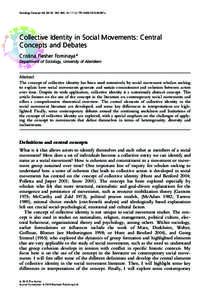 Sociology Compass): 393–404, j00287.x  Collective Identity in Social Movements: Central Concepts and Debates Cristina Flesher Fominaya* Department of Sociology, University of Aberdeen
