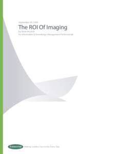 September 29, 2009  The ROI Of Imaging by Sheri McLeish for Information & Knowledge Management Professionals