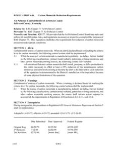 REGULATION[removed]Carbon Monoxide Reduction Requirements Air Pollution Control District of Jefferson County Jefferson County, Kentucky