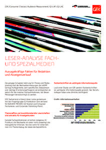 GfK / Consumer Choices / Audience Measurement / Q-LAF / Q-LAC  LESER-ANALYSE FACHund SpezialMedien Aussagekräftige Fakten für Red­aktion und Anzeigenverkauf. Die gängige Schweizer Währung für Presse