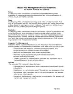 Model Pest Management Policy Statement