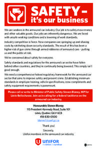 Blaney / Bellechasse / Lévis / Steven Blaney / Safety