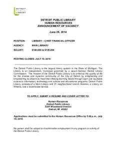 National Register of Historic Places in Michigan / Chief financial officer / Financial statement / Generally Accepted Accounting Principles / Professional certification in finance / Management / Business / Certified Government Financial Manager / Corporate governance / Michigan / Detroit Public Library