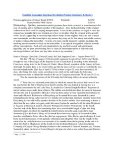 Southern Campaign American Revolution Pension Statements & Rosters Pension application of Moses Beard W5818 Elizabeth fn73SC Transcribed by Will Graves[removed]