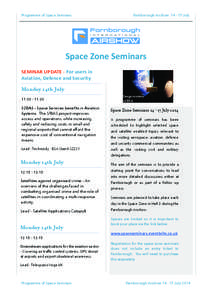 Programme of Space Seminars  Farnborough Airshow[removed]July ! !