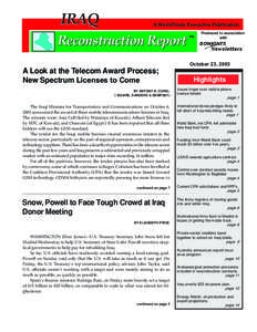 IRAQ  A WorldTrade Executive Publication Reconstruction Report