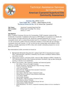 Technical Assistance Services for Communities Insert Title Here American Cyanamid Superfund Site Community Assessment