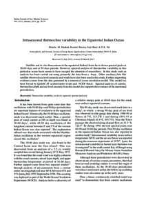 Indian Journal of Geo-Marine SciencesINDIAN J MAR SCI VOL. 43(1), JANUARYVol. 43(1), January 2014, ppIntraseasonal thermocline variability in the Equatorial Indian Ocean Bhasha M. Mankad, Rashmi Sharma, 