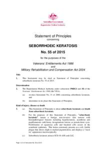 Statement of Principles concerning seborrhoeic keratosis