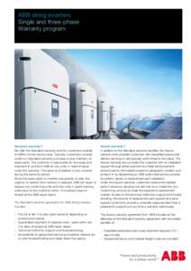 ABB string inverters ABB string inverters Single and three-phase Single and three-phase Warranty program Warranty program