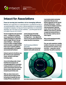 Solution Brief Intacct for Associations Focus on serving your members, not on managing software Whether your organization is a trade association, a professional society, a real estate association, a labor union, a nation