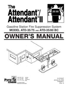 / II Gasoline Station Fire Suppression System MODEL ATDAND ATDBC  OWNER’S MANUAL