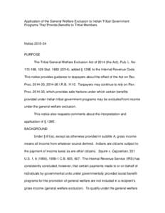 Application of the General Welfare Exclusion to Indian Tribal Government Programs That Provide Benefits to Tribal Members NoticePURPOSE