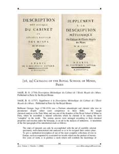 ■  ■ [28, 29] Catalog of the Royal School of Mines, Paris