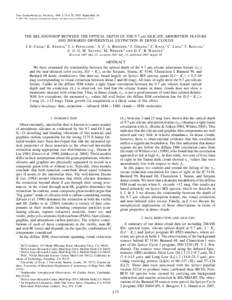 The Astrophysical Journal, 666: L73–L76, 2007 September 10 䉷 2007. The American Astronomical Society. All rights reserved. Printed in U.S.A. THE RELATIONSHIP BETWEEN THE OPTICAL DEPTH OF THE 9.7 mm SILICATE ABSORPTIO