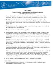 Commerce Initiates Antidumping Duty Investigation of Imports of Dioctyl Terephthalate from Korea