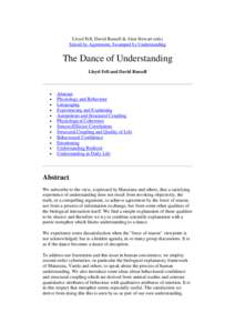 Lloyd Fell, David Russell & Alan Stewart (eds) Seized by Agreement, Swamped by Understanding The Dance of Understanding Lloyd Fell and David Russell