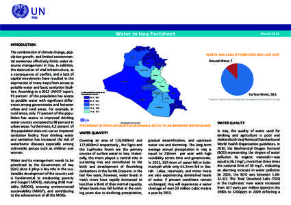Water in Iraq Factsheet  March 2013 IRAQ - Percentage of population with sustainable access to an improved water source