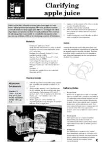 Clarifying apple juice PRACTICAL BIOTECHNOLOGY