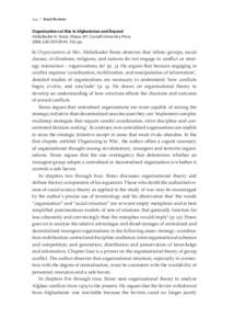 204 | Book Reviews  Organizations at War in Afghanistan and Beyond Abdulkader H. Sinno. Ithaca, NY: Cornell University Press, 2008. £20.50/$[removed]pp.