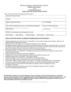 WEDDING CEREMONY / WEDDING PHOTOGRAPHY PERMIT APPLICATION * !