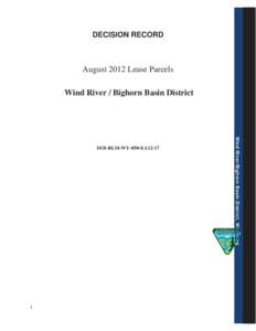 DECISION RECORD August 2012 Lease Parcels  Wind River / Bighorn Basin District