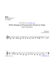 Horn: French Horn in F, Cor Anglais Sheet Music from www.mfiles.co.uk  While Shepherds Watched their Flocks by Night